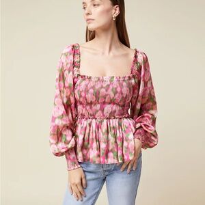 Smocked Blouse - Floral Pink Women's Top